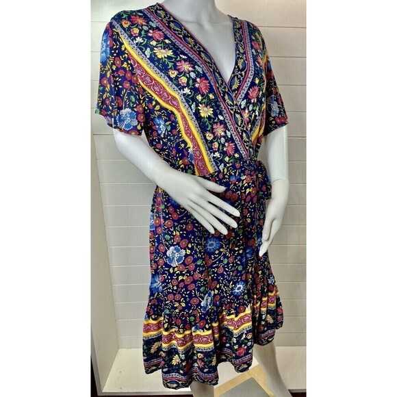 Zesica Cottagecore Bohemian Floral Print Wrap Around Dress Sz XL - Picture 4 of 14